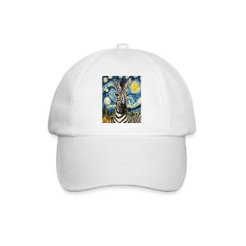 Zebra Van Gogh Style Starry Night - Baseball Cap - white/white - Front