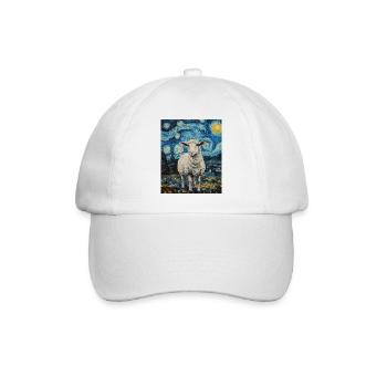 Sheep Van Gogh Style Starry Night - Baseball Cap - white/white - Front