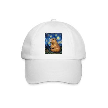 Capybara Van Gogh Style Starry Night - Baseball Cap - white/white - Front