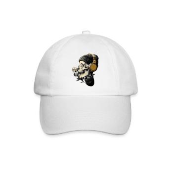 Casque tête de mort avec fleur - Casquette classique - blanc/blanc - Devant