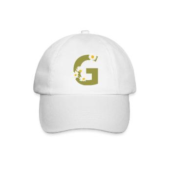Lettre g vert marguerites - Casquette classique - blanc/blanc - Devant