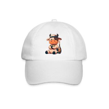 Süße Tennis Kuh Mit Schläger Und Ball - Baseballkappe - Weiß/Weiß - Vorne