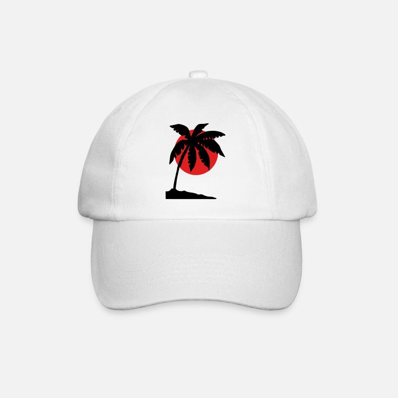 Palm Tree Sunset – Tropical Silhouette - Baseball Cap - white/white