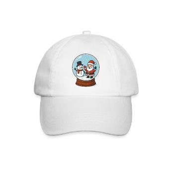 Snow Globe Magic: Santa & Snowman - Baseball Cap - white/white - Front