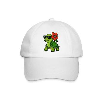 Sun turtle with hibiscus - Baseball Cap - white/white - Front