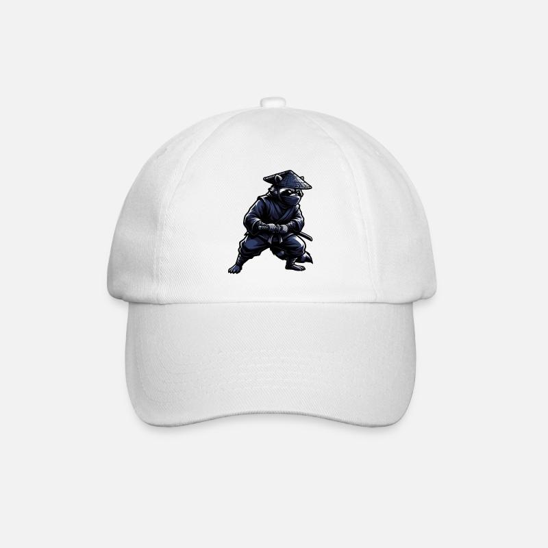 Ninja Waschbär mit Katana - Baseballkappe - Weiß/Weiß