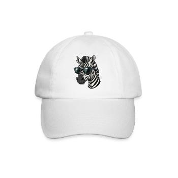 Lustiges Zebra mit Sonnenbrille Cartoon Style - Baseballkappe - Weiß/Weiß - Vorne