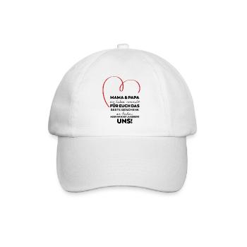 Mama Papa Eltern lustiges Geschenk - Baseballkappe - Weiß/Weiß - Vorne
