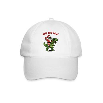 Santa auf Dino: Ho Ho Ho - Baseballkappe - Weiß/Weiß - Vorne