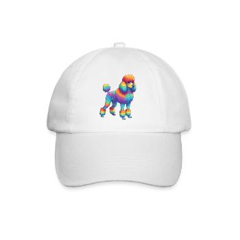 Buntes Pudelhunde-Regenbogen-Pop-Art-Aquarell - Baseballkappe - Weiß/Weiß - Vorne