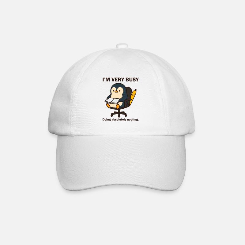 Sehr beschäftigter Pinguin - Baseballkappe - Weiß/Weiß