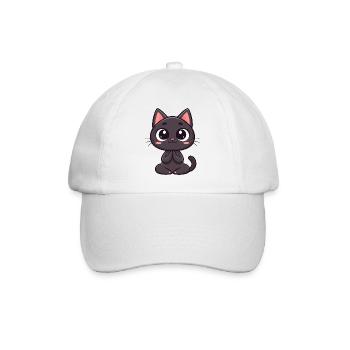 Cute black cat praying - Baseball Cap - white/white - Front