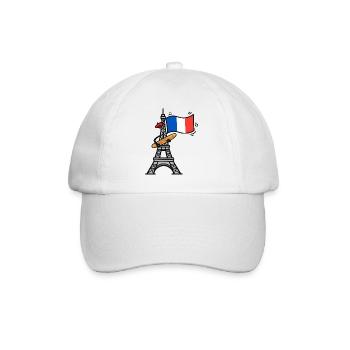 Lustiges Eiffelturm-Baguette mit französischer Flagge - Baseballkappe - Weiß/Weiß - Vorne