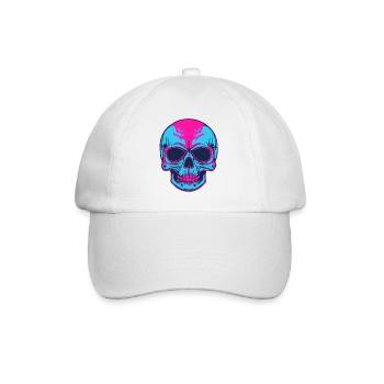 Neon Schädel Pink Blau - Baseballkappe - Weiß/Weiß - Vorne
