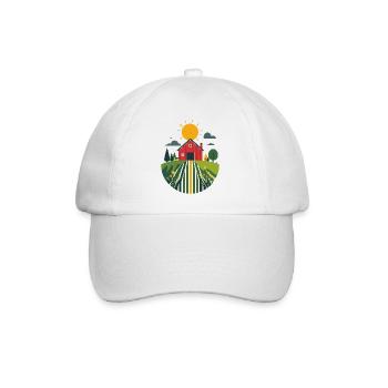 Bauernhof mit roter Scheune Landwirtschaft Motiv - Baseballkappe - Weiß/Weiß - Vorne