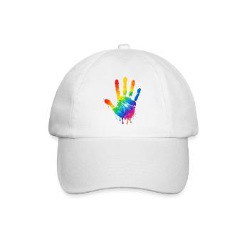 Colorful Handprint Watercolor Design - Baseball Cap - white/white - Front