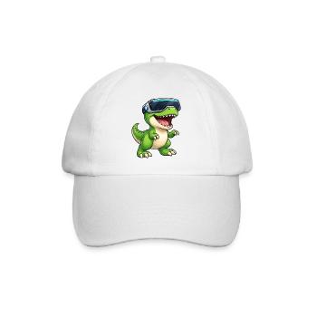 Tino Dinosaurier T-Rex VR Gamer Computer Nerd - Baseballkappe - Weiß/Weiß - Vorne