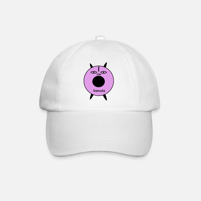 Purple Donut Face Graphic Tee - Baseball Cap - white/white