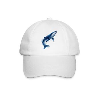 Blue whale illustration in jump - Baseball Cap - white/white - Front