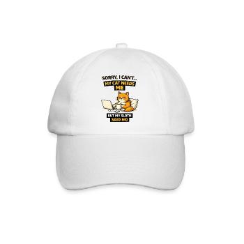 Cat Me Time vs Sloth Refusal - Baseball Cap - white/white - Front