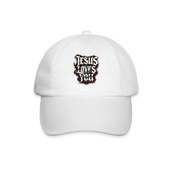 Jesus Loves You Streetwear - Baseballkappe - Weiß/Weiß - Vorne