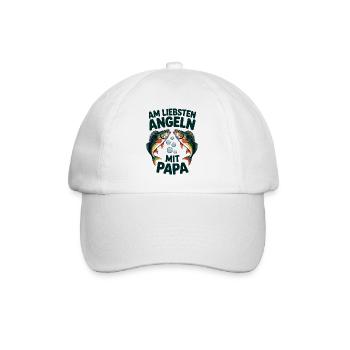 Am Liebsten Angeln Mit Papa - Baseballkappe - Weiß/Weiß - Vorne