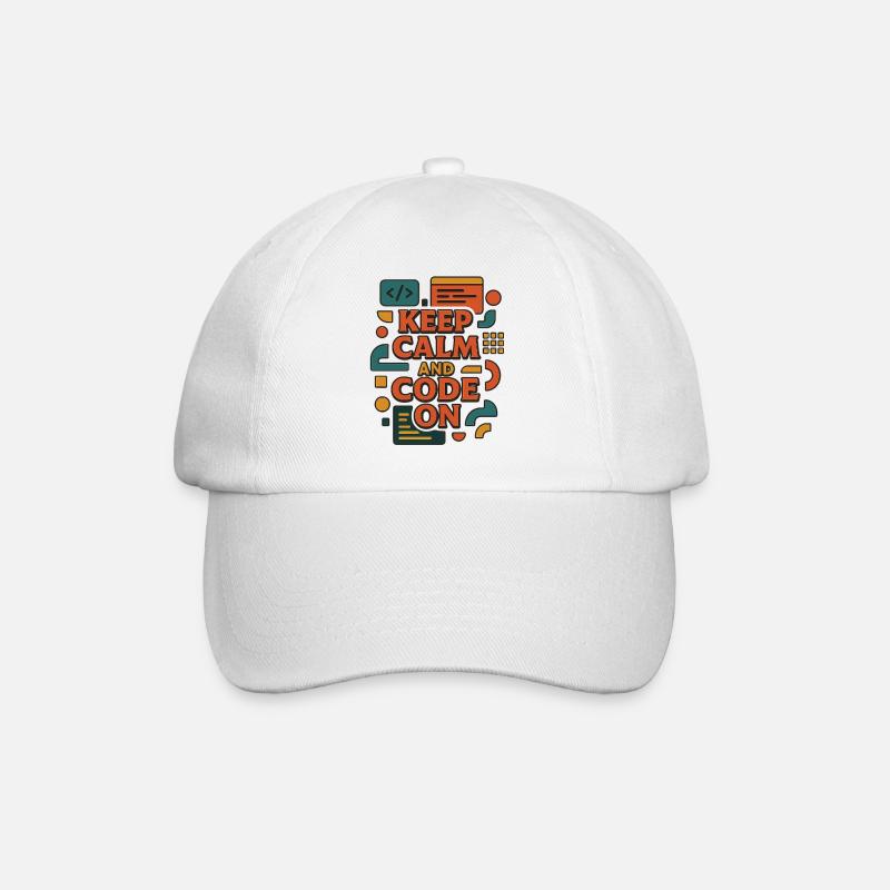 Keep Calm and Code On – Funny Coder Shirt - Baseball Cap - white/white