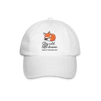 Fox Dreamer: Stay Wild Botschaft - Baseballkappe - Weiß/Weiß - Vorne
