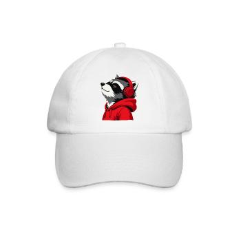 Raccoon Beats Hoodie Maskottchen - Baseballkappe - Weiß/Weiß - Vorne