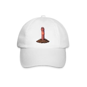 Mudworm cartoon with big eyes - Baseball Cap - white/white - Front