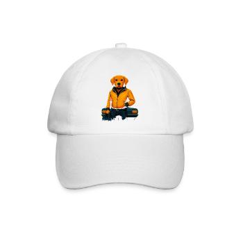 Cool Dog in Orange Jacket – Stylish Labra - Baseball Cap - white/white - Front