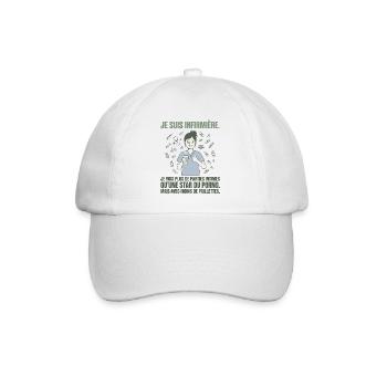 Infirmière Humour Noir Sans Paillettes - Baseballkappe - Weiß/Weiß - Vorne