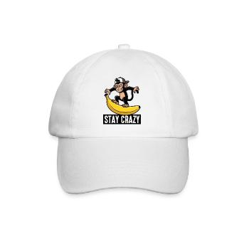 Affe auf Banane bleibt verrückt - Baseballkappe - Weiß/Weiß - Vorne