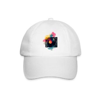 Design de platine vinyle en vinyle à splash couleur - Casquette classique - blanc/blanc - Devant