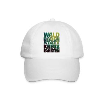 Waldbaden statt Kreuzfahrten - Baseballkappe - Weiß/Weiß - Vorne