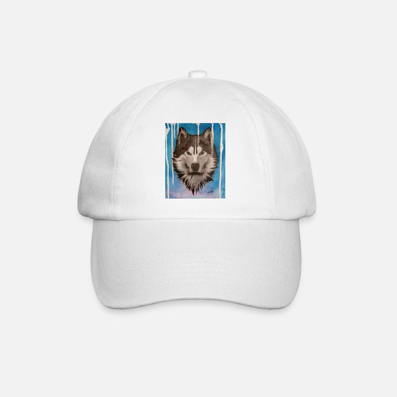 Husky Aquarelldesign - Baseballkappe - Weiß/Weiß