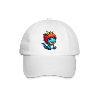 Süßer Dino T-Rex Erdbeere Skurril Hut Fruchtig - Baseballkappe - Weiß/Weiß - Vorne