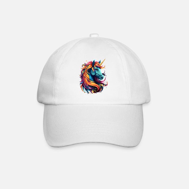 Regenbogen-Einhorn Kopfkunst - Baseballkappe - Weiß/Weiß