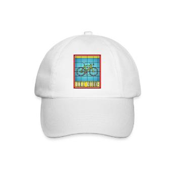 Heiliger Biker Buntglas-Fahrrad - Baseballkappe - Weiß/Weiß - Vorne