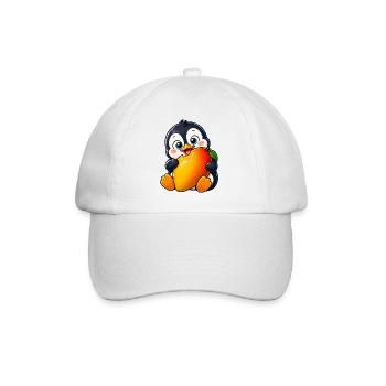 Süßer Pinguin Cartoon Sommer Mango Kawaii - Baseballkappe - Weiß/Weiß - Vorne