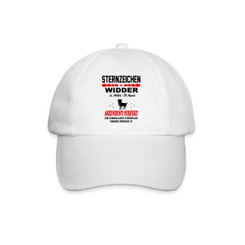 Widder Sternzeichen Horoskop Aszendent Perfekt - Baseballkappe - Weiß/Weiß - Vorne
