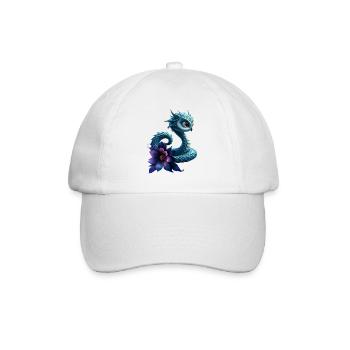 Dragon bleu à fleur violette - Casquette classique - blanc/blanc - Devant