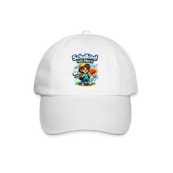 Schulkind mit Herz und vieles mehr - Baseballkappe - Weiß/Weiß - Vorne