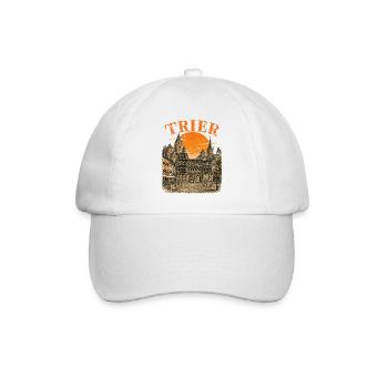  Vintage Trier Skyline historische Straßenansicht - Baseballkappe - Weiß/Weiß - Vorne