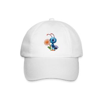 Biene im Stickerei-Look Blume Geschenk - Baseballkappe - Weiß/Weiß - Vorne