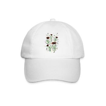 Abstrakte Wildblumen Grunge Illustration - Baseballkappe - Weiß/Weiß - Vorne