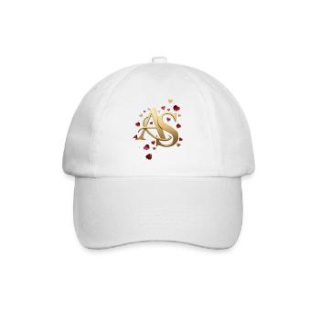 Goldenes AS Monogramm mit Rosen - Baseballkappe - Weiß/Weiß - Vorne