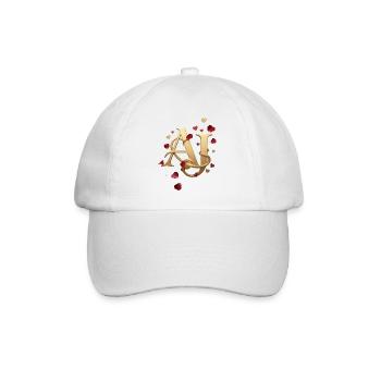 Golden AJ Monogram with Roses - Baseball Cap - white/white - Front