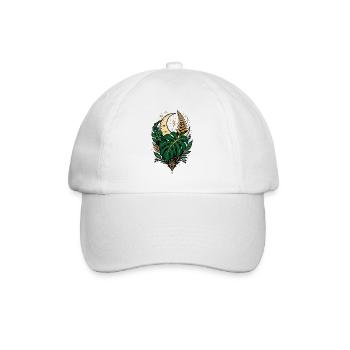 Monstera Moon – Mystisches Botanical Design - Baseballkappe - Weiß/Weiß - Vorne