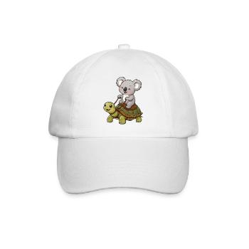 Kleiner Koala reitet Schildkröte - Baseballkappe - Weiß/Weiß - Vorne